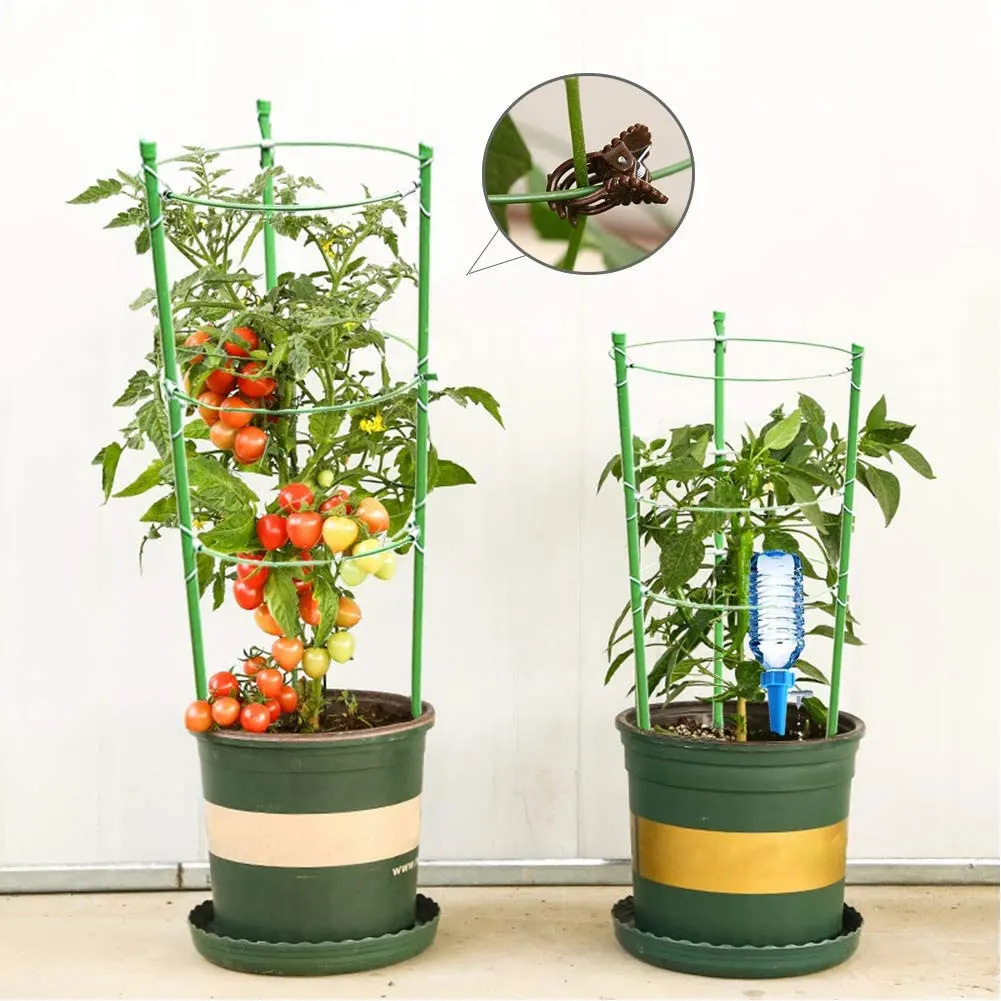 

4 Pack Flower Stand Climbing Vine Frame Iron Plant Stand Support Cage Garden Trellis Flowers Stand Rings Coated Balcony Tomato