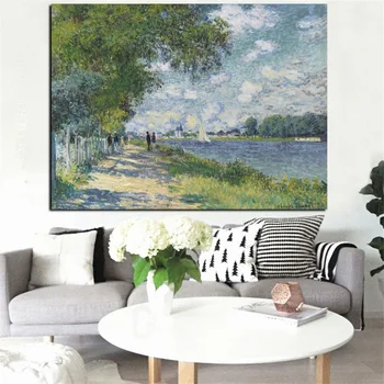 

Print Claude Monet Seine in Argenteuil Impressionist Landscape Oil Painting Poster Prints Cuadros Wall Picture For Living Room