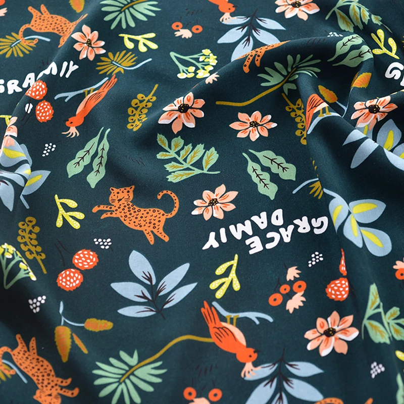140 см* 50 см Лес животных искусственный хлопок ткань для вышивки платье ткань юбка декоратор летнее платье Лоскутная Ткань