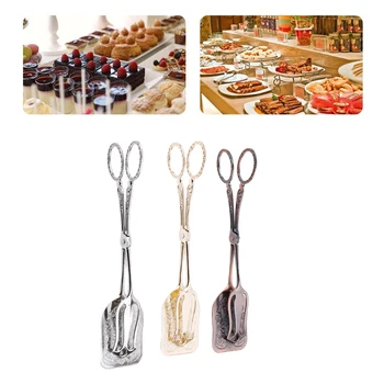 

Vintage Zinc Alloy Kitchen Tongs BBQ Salad Toast Clip Kitchen Tools Salad Bread Cooking Food Serving Tongs