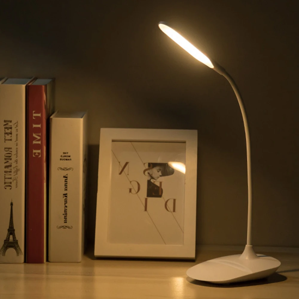 USB Перезаряжаемый Светодиодный настольный светильник с регулируемой яркостью, светильник для чтения, сенсорный выключатель, настольные лампы, 3 режима, настольные лампы для спальни