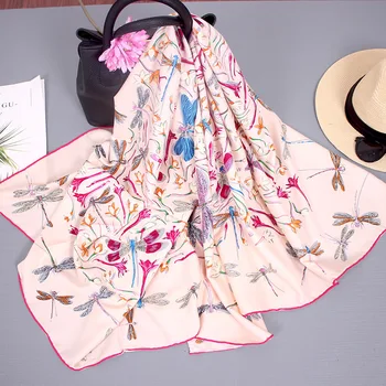 

Silk scarves for women in autumn and winter Joker blend large square scarf thin sunscreen shawl Hangzhou silk scarves for women