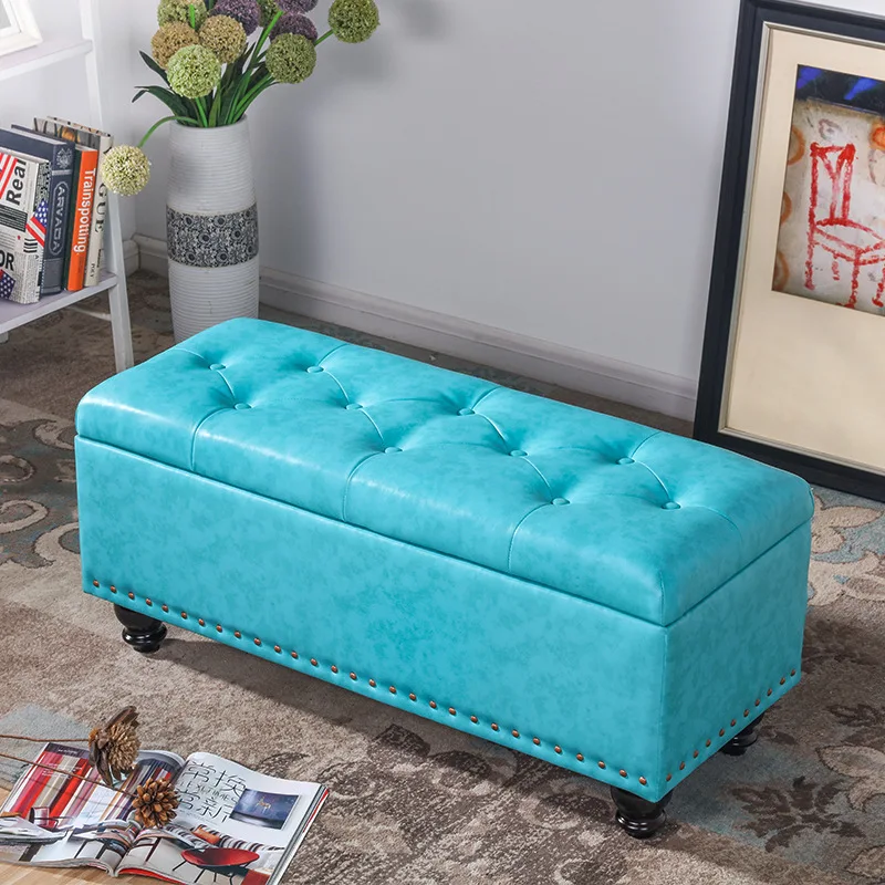 Мульти-функциональный обуви-моделируемый стул внутренние гостиной может быть использован для хранения магазина швейных изделий и диван и стул Кровать хвост табурет, скамейка - Цвет: sky blue 80x40x43cm
