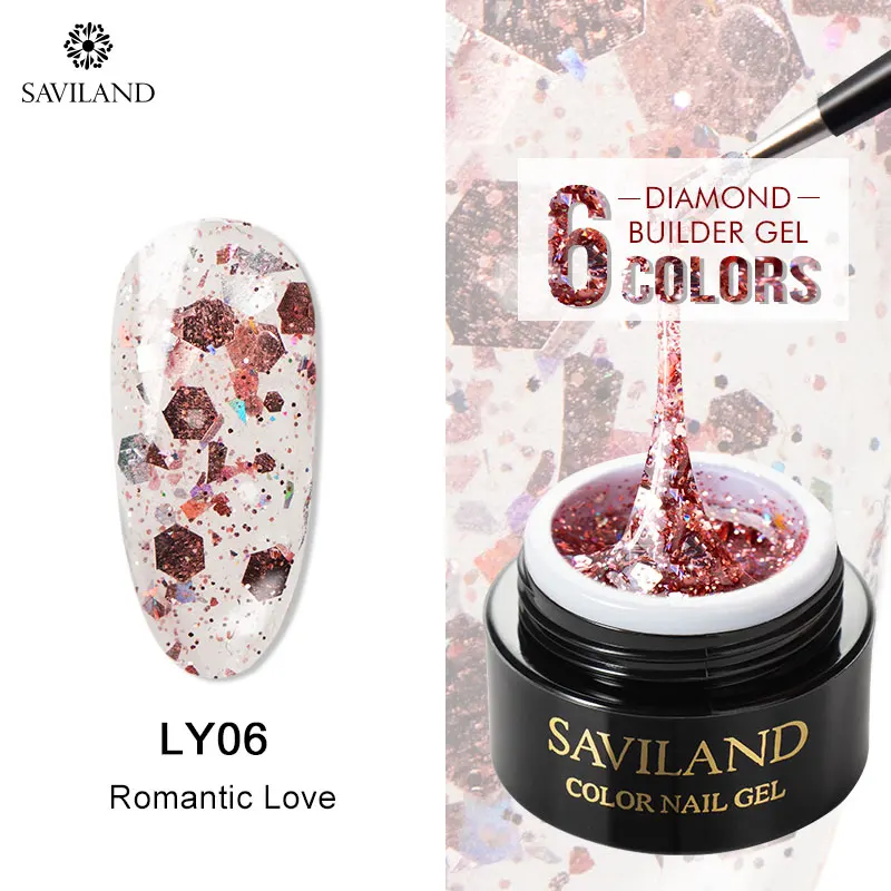 LY06 SAVILAND Радужный строительный гель для наращивания ногтей 21 цвет замачиваемый Блестящий желе УФ строительный Гель-лак Полупостоянный - Цвет: LY06