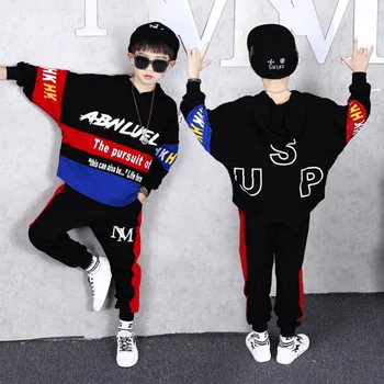 

Boys Clothes Set Sweatshirt Pants 2 Piece Outfit Autumn Winter Kids Sport Suit Hooded Children Clothing 9 10 11 12 14 16 18 Year