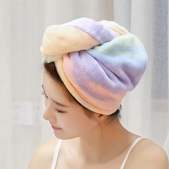 

1PC Woman Shower Caps Towel Coral Fleece Hair Water Absorption Quick Drying Towel Hat Cap Quick Dry Turban