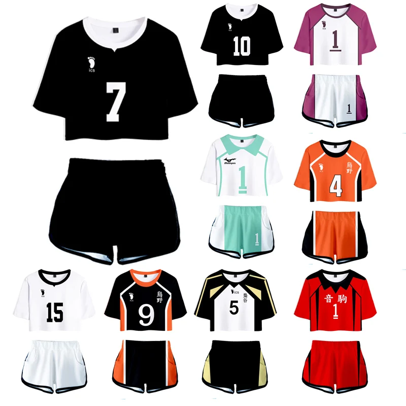 Женские шорты-рубашки с рисунком Аниме Haikyuu Cosplay Костюм Hinata Shoyo Nishinoya Yuu Sports Karasuno
