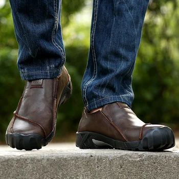 

New Upscale Men Casual Shoes Fashion Genuine Leather Shoes For Men Summer Men'S Flats Business Formal Shoes Vintage Tooling