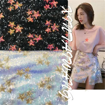 

2019 explosion new spring and summer stars sequined fabric temperament women's dress headscarf bag and other sequin cloth P