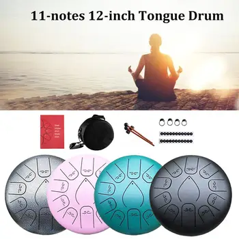 

12-inch 11-note Steel Tongue Drum Steel Tongue Drum C Key Hand Pan Drum With Drum Mallet Carry Bag Percussion Instrument Tongue