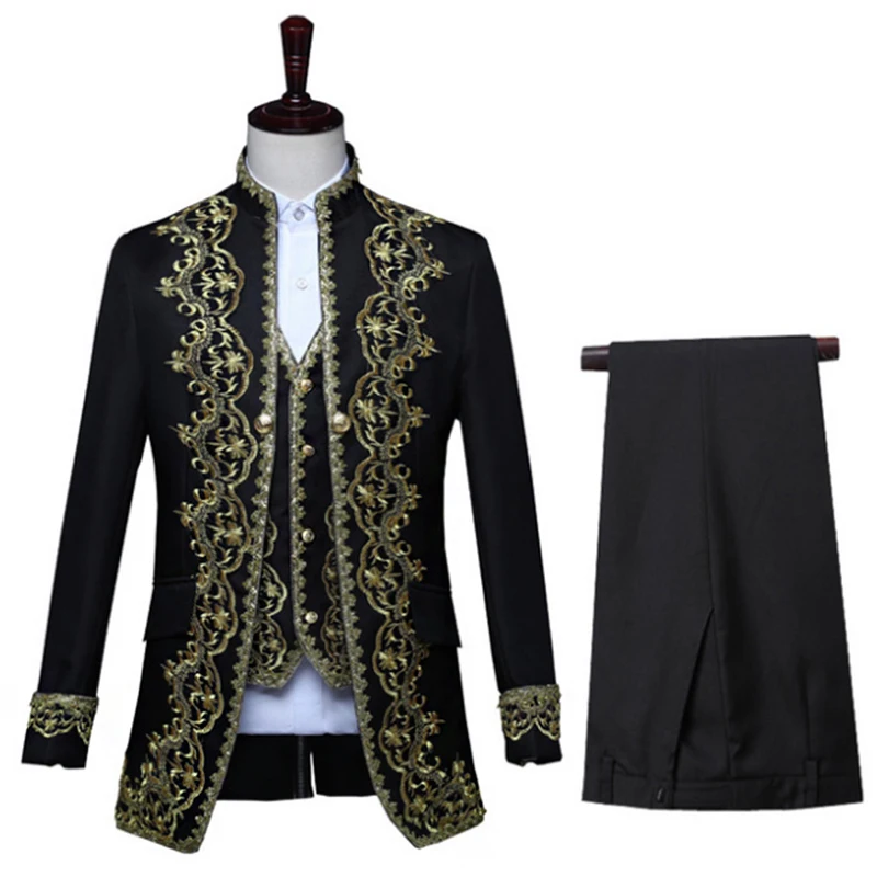 New Man Fashion Full Sleeve Stand Collar Embroidery Long Casual Blazer Suits Performance Party Blazer Coat Suits xz055 New Man Fashion Full Sleeve Stand Collar Embroidery Long Casual Blazer Suits Performance Party Blazer Coat Suits xz055