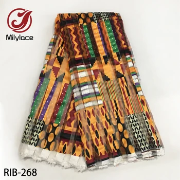 

New Silk Wax African Fabric Stripe Ribbon Soft Material Hot Selling Nigerian Silk Wax Satin Fabrics for Dress Material RIB-228