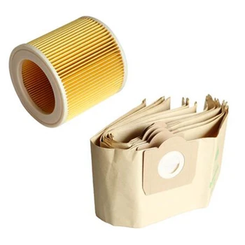 

AD-5X Dust Bag 1X Filter for KARCHER WD3 Premium WD 3,300 M WD 3,200 WD3.500 P 6,959-130 Vacuum Cleaner