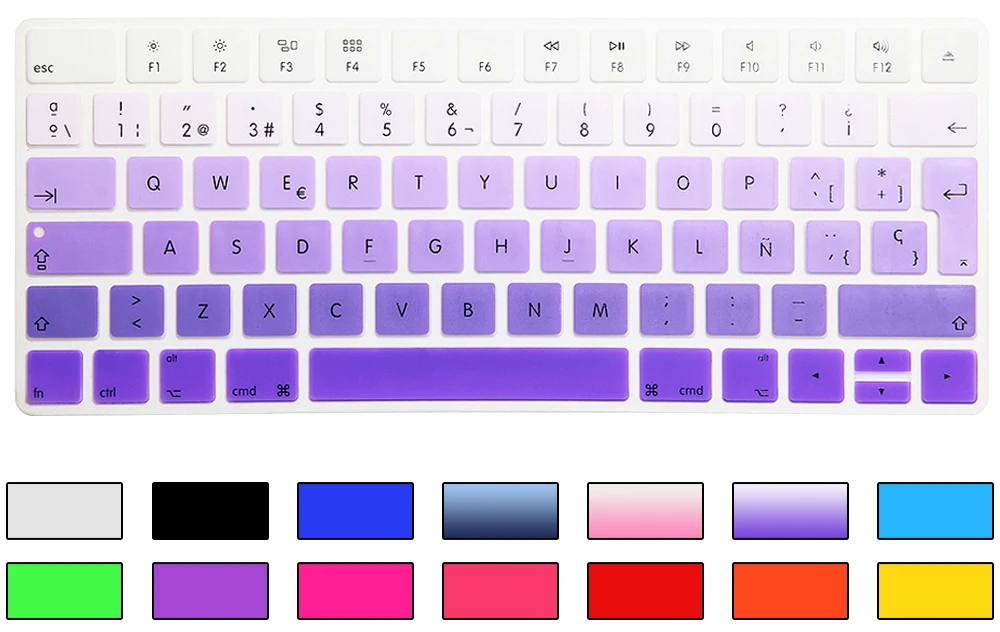 HRH 100cs EU испанская силиконовая Радужная клавиатура для MAC Magic Беспроводная Bluetooth