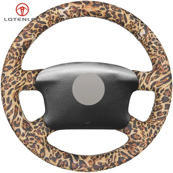 

LQTENLEO Leopard Artificial Leather Steering Wheel Cover For Volkswagen VW Passat B5 1996-2005 Golf 4 1998-2004 Seat Alhambra