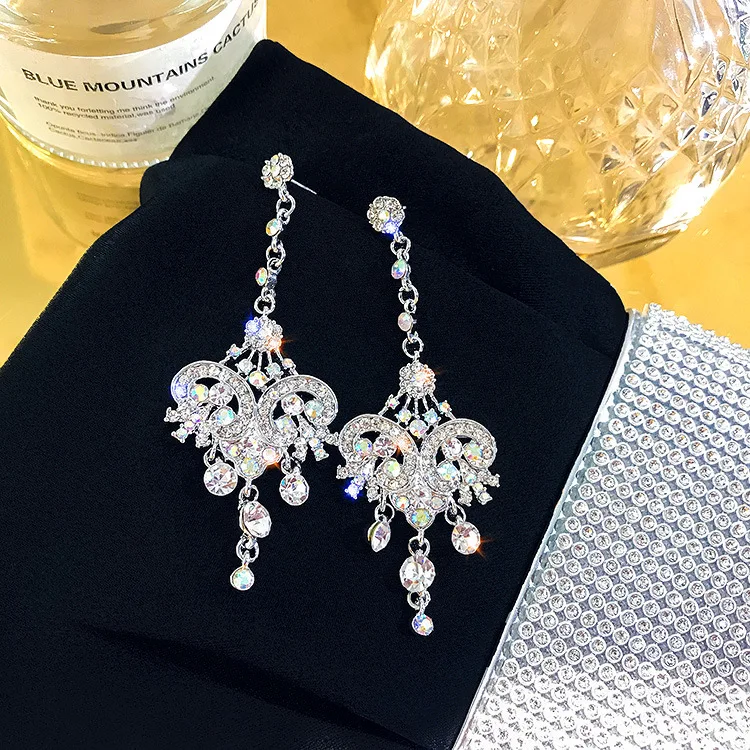 

Fashion Double Loop Drop Earrings For Women Long Wave Dangle Earrings High Quality Statement Wedding Jewelry Wholesale