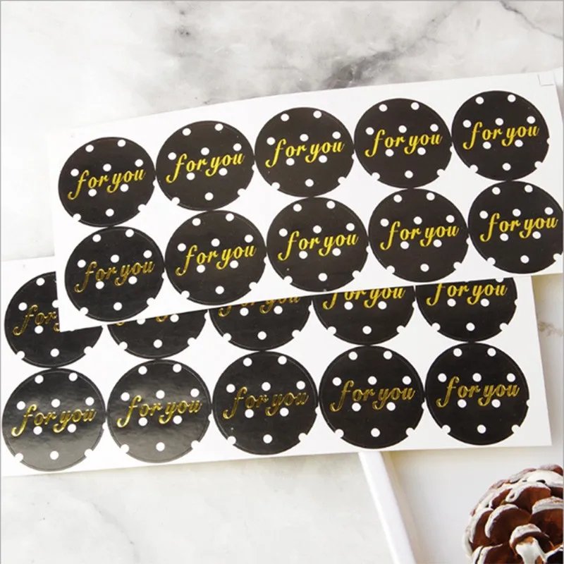 100 stücke Schwarz Runde Dot für Sie Kuchen Verpackung Abdichtung Label Kraft Aufkleber Backen DIY Geschenk Aufkleber