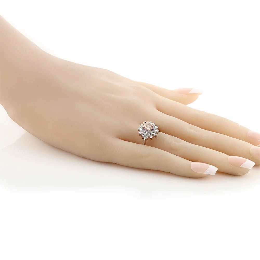1,25 Ct ОВАЛЬНЫЙ персик морганит 925 пробы Серебряное кольцо