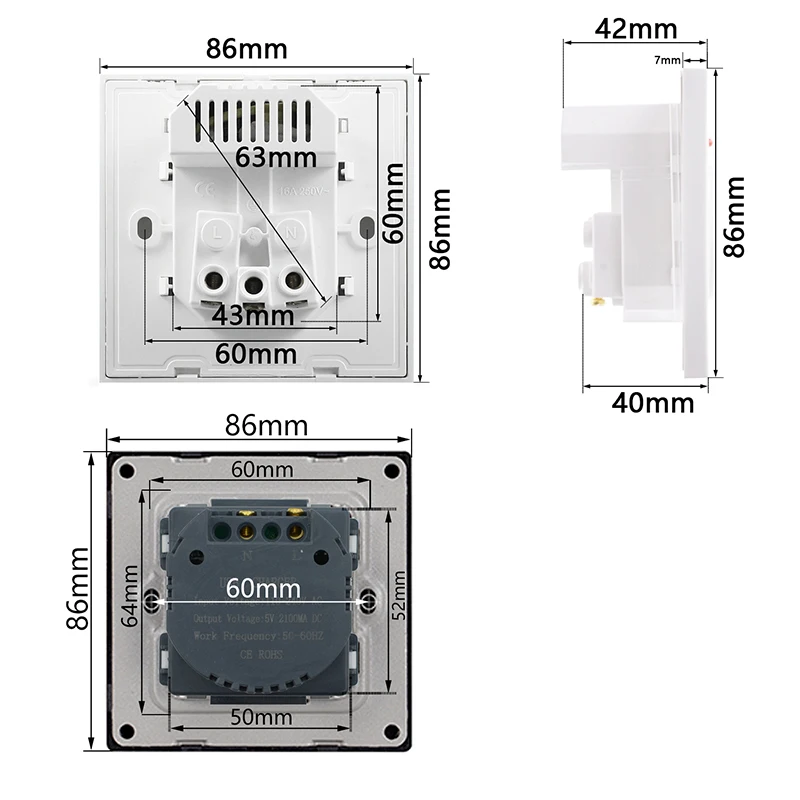 Atlectric ЕС FR стандарт с двойным usb-портом для зарядки 2.1A электрическая розетка стеклянная панель адаптер питания для мобильного розетки переходник usb socket