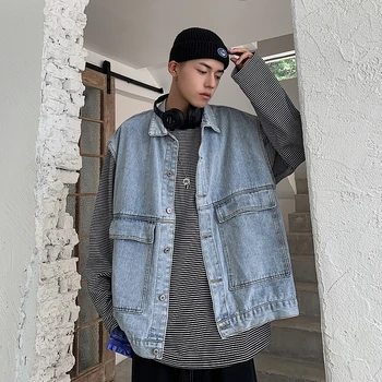 

Autumn Denim Vest Men's Fashion Washed Solid Color Retro Vest Denim Jacket Men Streetwear Wild Loose Gilet Coat Male S-2XL