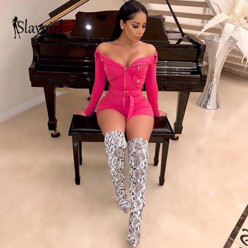 Slaygirl Модный женский летний комбинезон с открытыми плечами, Облегающий комбинезон, элегантный повседневный сексуальный комбинезон, женские комбинезоны
