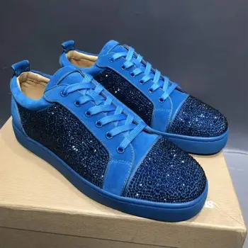 

2020 Luxury Crystal men Flats Low top Big size 38-46 sneaker trendy comfortable mesh fashion lace-up Casual Sheos zapatos hombre