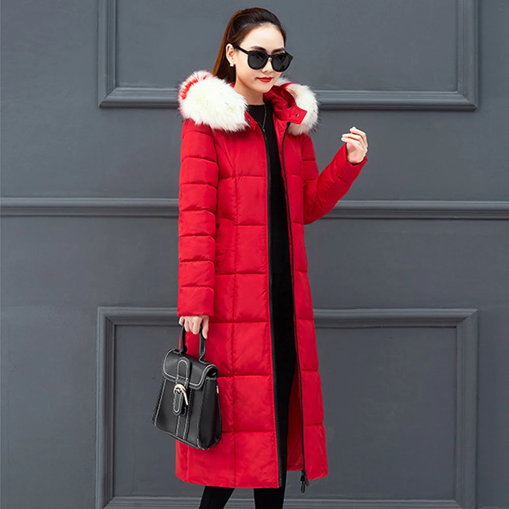 #*Cheap Jacket Big fur Collar jacket morality and thicken down new female long over the knee hairy padded jacket coat 901