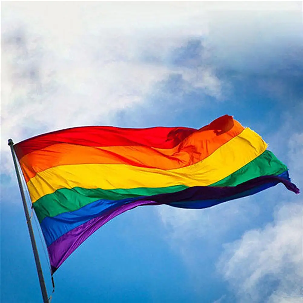 Радужный Флаг, красочная Радужная гирлянда из флажков ЛГБТ Прайд ЛГБТ флаг, гей-флаги для парада, домашнее украшение, 3 размера