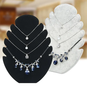 

Velvet Necklace Jewelry Display Organizer Stand Jewelry Easel Pendant Holder with 5 Notches for Chains Bracelets D5