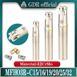 Mfh exn03 mfh03 fresa barra c16 c20 c25 c32 cnc ferramenta de trituração de torno de alimentação rápida dupla face inserção ferramenta de trituração titular