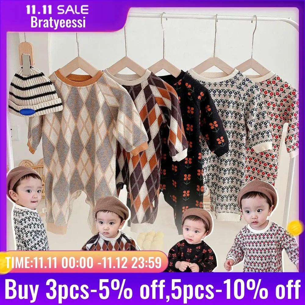 1441.0¥ 40% OFF|ベビーロンパース,ニットベビースーツ,男の子と女の子の服,新しいコレクション2021|Rompe...
