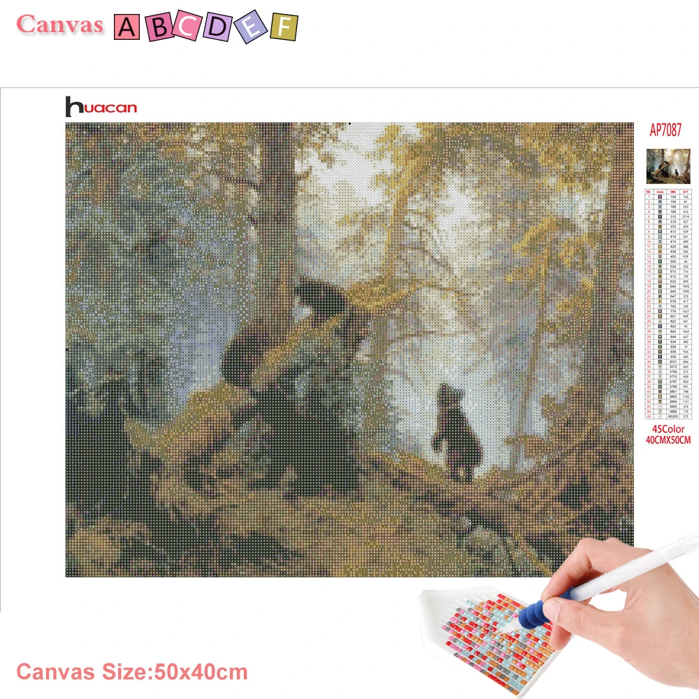 Diamond Embroidery Natural Animal Full Square Diamond Painting Bear Pictures rhinestones Cross Stitch Diamond Mosaic Home Decor