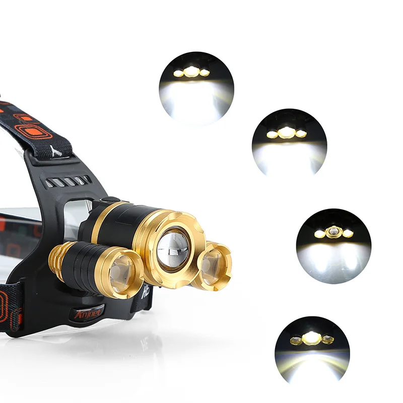 BRELONG 3LED headlights intelligent headlights glare flashlight outdoor camping lamp repair work light