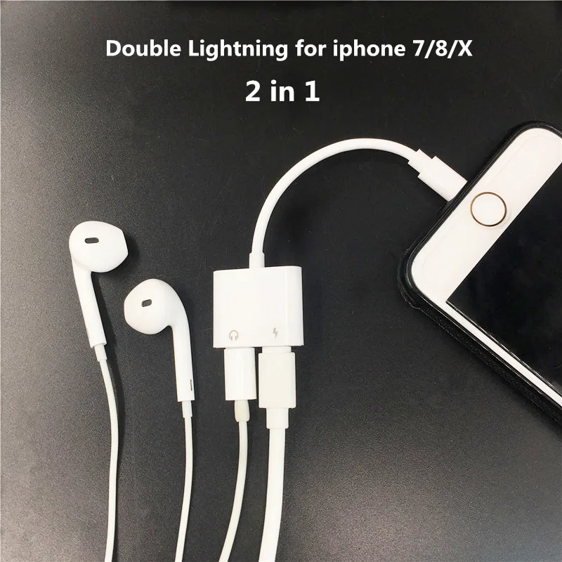 2 в 1 двойной разъем аудио адаптер для iPhone 7/8/X для iOS11 зарядки музыки или вызова для зарядки Адаптер наушников