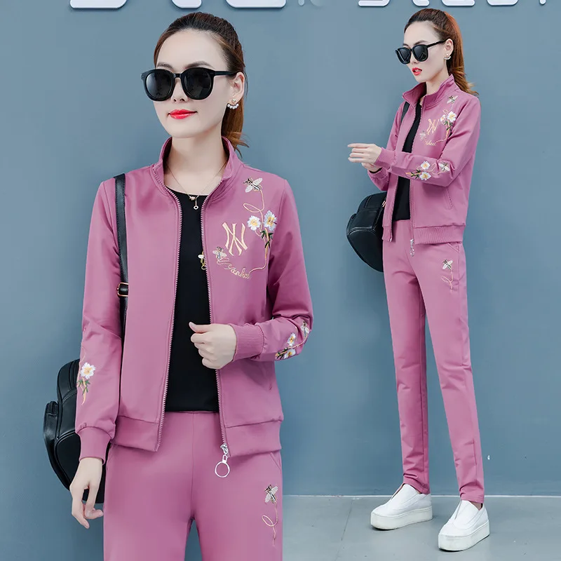

Sports Casual WOMEN'S Suit Spring And Autumn 2019 New Style Three-piece Set Elegant Fashion Long-sleeved Sweater Two Pieces West