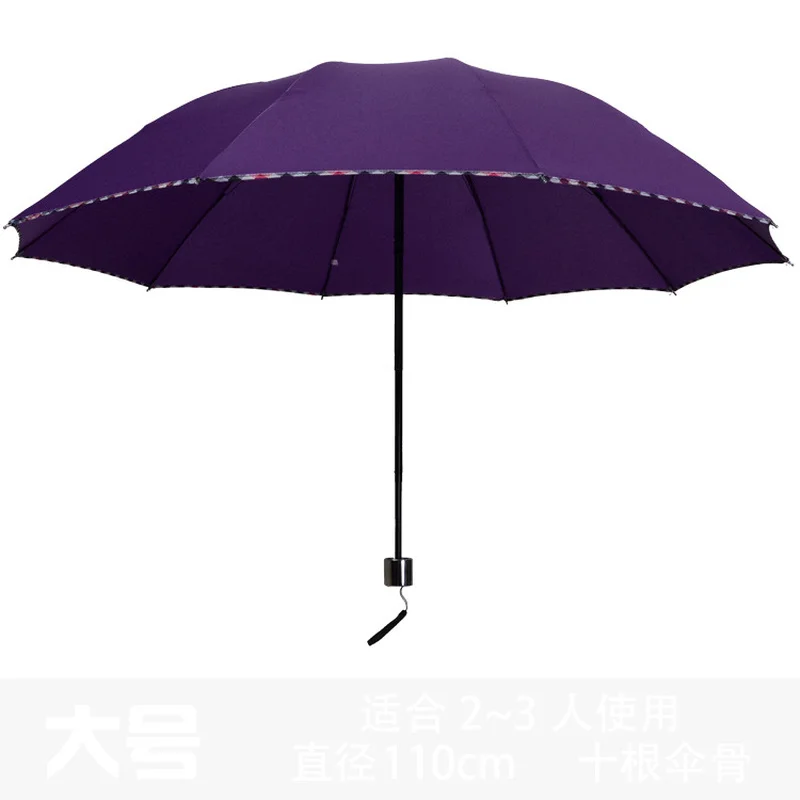 106cm Large Area Increase Business Tri-fold Creative Umbrella Three-folding Sunny and Rainy Black Coating Umbrella