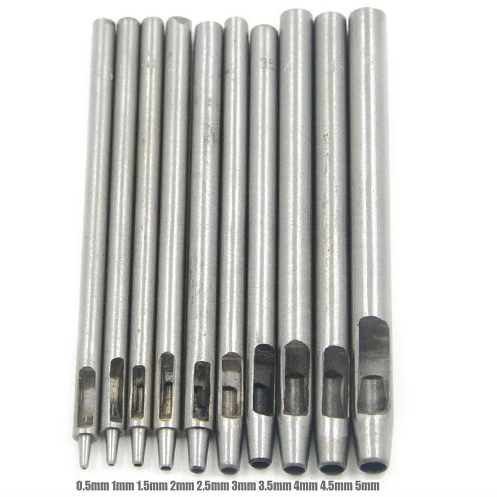 10pcs/Set Hole Punchers Leather Craft Hollow Drilling Strap Belt Apparel Sewing