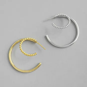 

Geometric Double-layered Circle Twist Gold Hoop Earrings For Women Real 925 Sterling Silver Fine Earings Fashion Jewelry 925-523