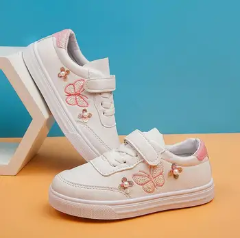 

New Children Shoes With butterfly Girls Sneakers Princess Kids Shoes Fashion Casual Sport Running Leather Shoes For Girls