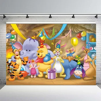 

Photography Backdrops Photo Background Yellow Winnie Bear Custom Personal Baby Children Birthday Party Home Decortion