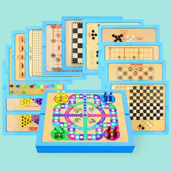 

15 in 1 Traditional Board Games Classic Educational Family Party Toy Play Set R7RB