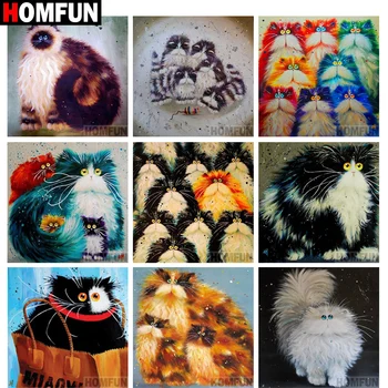 

HOMFUN Diamond Painting Full Square/Round Diamond "Cartoon cat" Pattern Embroidery Cross Stitch 5D Rhinestone Painting