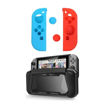 

2 Set for Nintendo Switch Accessories: 1 Set for Joy-Con Gel Guards with Thumb Grips Caps & 1 Set TPU Protective Case