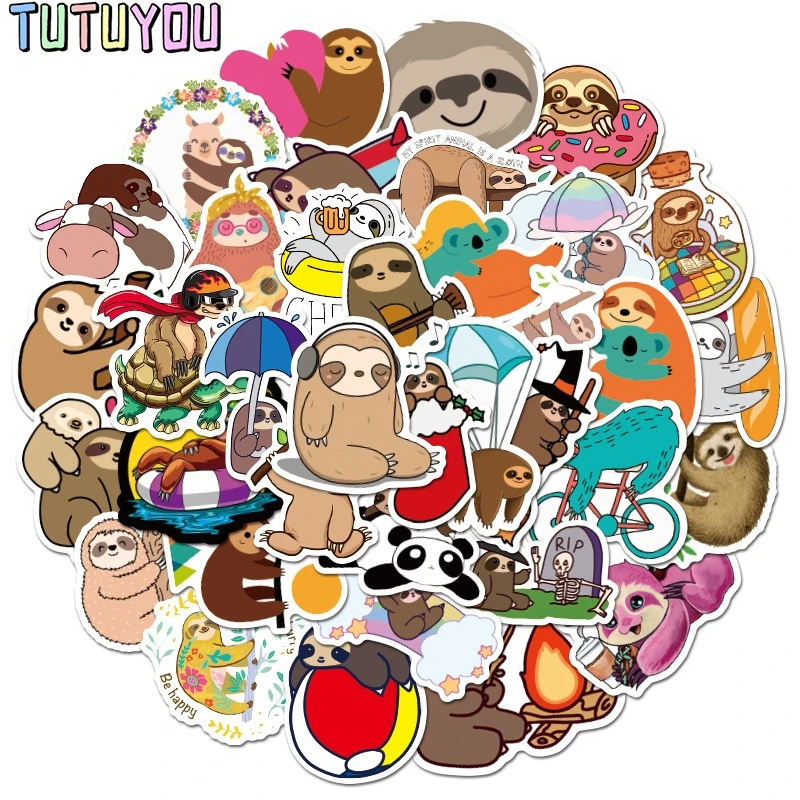 

PC1885 50pcs/set Cartoon Animal Sloth Scrapbooking Stickers Decal For Guitar Laptop Luggage Car Fridge Graffiti Sticker