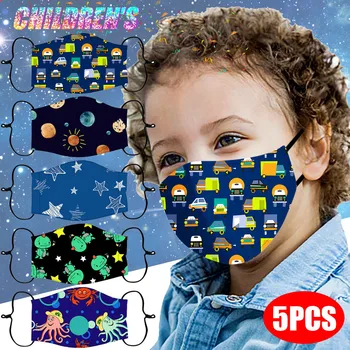 

5PC Children's Adjustable Windproof Face Mask Reusable Cloth Mouth Cover Breathable Face Shield Washable Mouth Mask mondmaskers