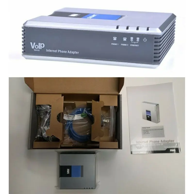 1 комплект VOIP шлюз 2 SIP порты V2 протокол Интернет Телефон речевой адаптер с сетевым кабелем для Linksys PAP2T AU/EU/US/UK Plug