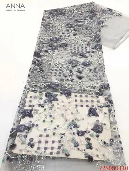 

Anna fashion sequins fabric french lace 2020 high quality embroidered african net laces nigerian tulle fabrics for wedding dress