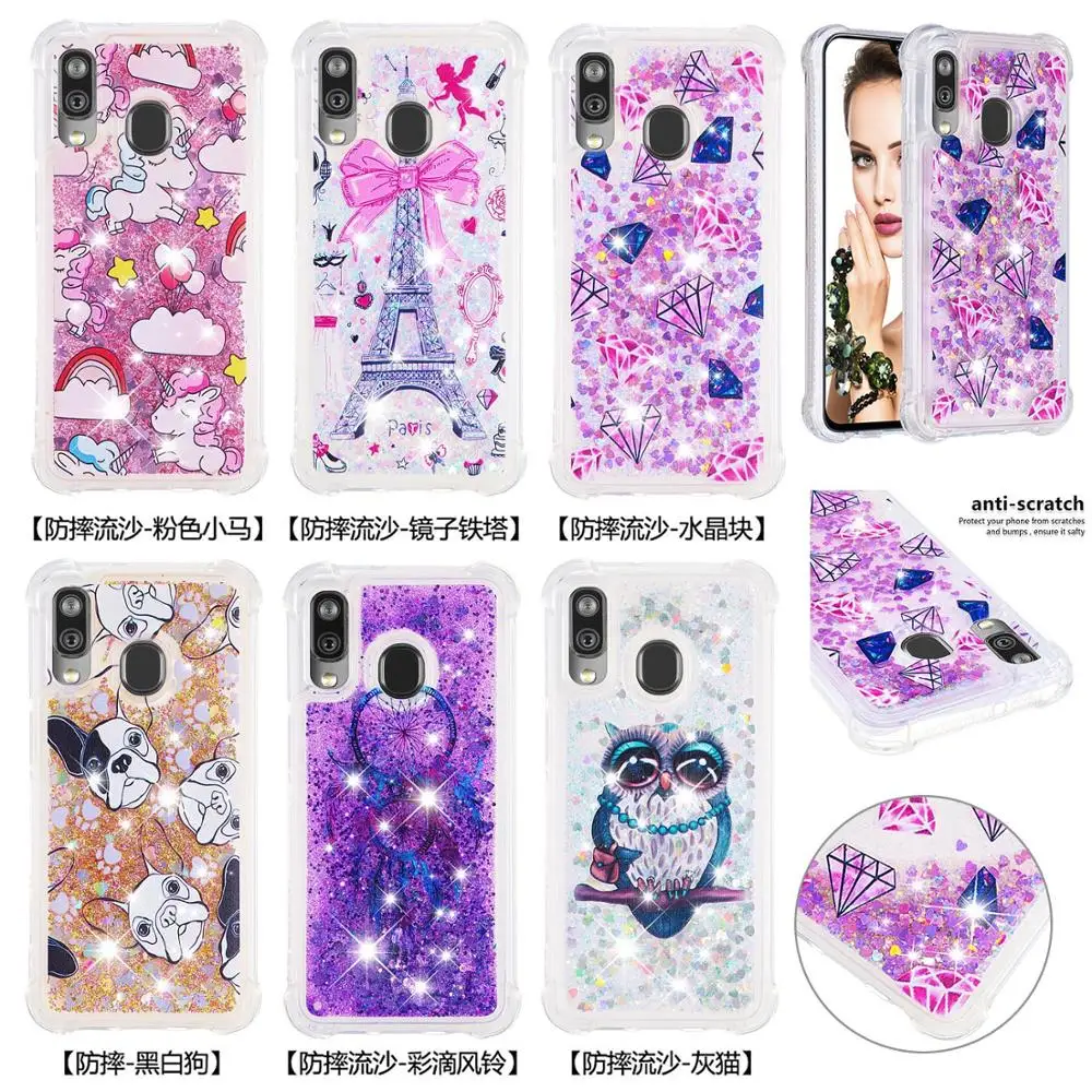

Glitter Bling Phone Cases For Samsung Galaxy A40 Note 10 Pro Note 10 Plus Note 10 A20e A10e Liquid Quicksand Soft TPU Back Cover