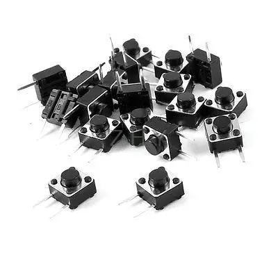 20 x DIP Через отверстие крепление 2 Pin Кнопка с самовозвратом Такт переключатель 6x6x5 мм