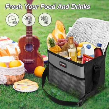 

10L Single-shoulder Student Picnic Bags Heat / Cold Preservation Pocket Picnic Bag Portable Travel Lunch Bag Beer Camping Box